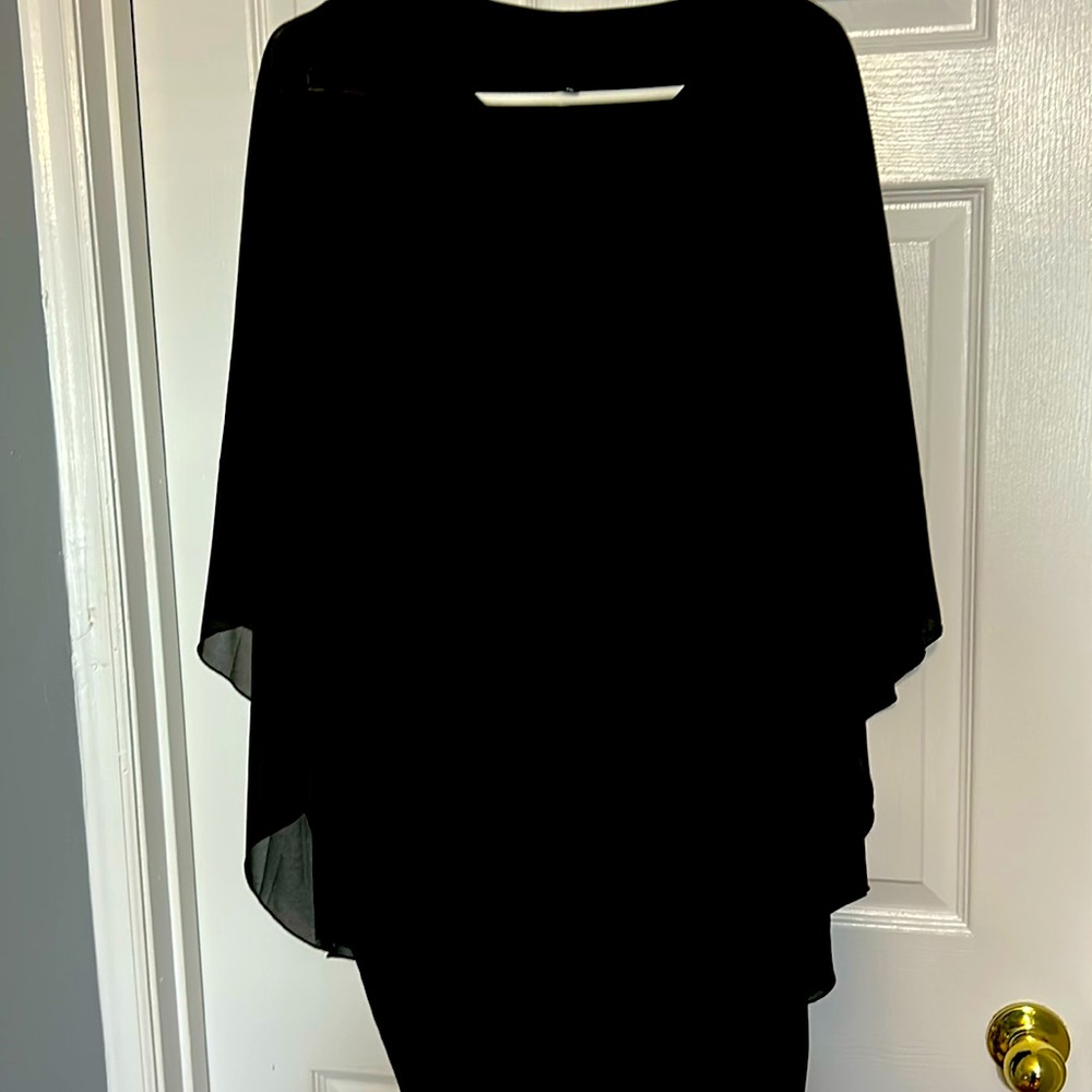 XL Contemporary Cape Dress in Black